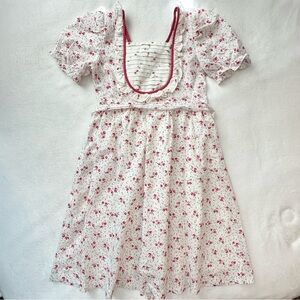Vintage Cortty El Corte Ingles Toddler Girl Berries Dress 5T White Red Pink